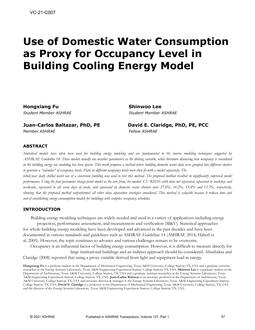 VC-21-C007 — Use of Domestic Water Consumption as Proxy for Occupancy Level in Building Cooling Energy Model