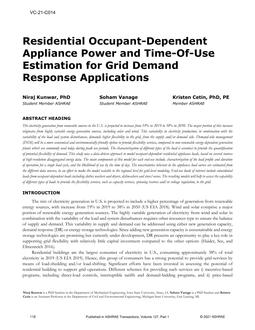 VC-21-C014 — Residential Occupant-Dependent Appliance Power and Time-Of-Use Estimation for Grid Demand Response Applications