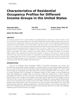 VC-21-C011 — Characteristics of Residential Occupancy Profiles for Different Income Groups in the United States