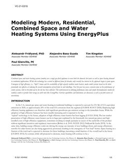 VC-21-C016 — Modeling Modern, Residential, Combined Space and Water Heating Systems Using EnergyPlus