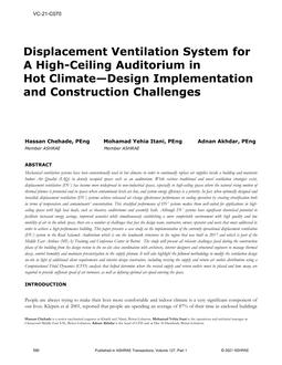 VC-21-C070 — Displacement Ventilation System for aHigh-ceiling Auditorium in Hot Climate Â¿ Design Implementation and Construction Challenges