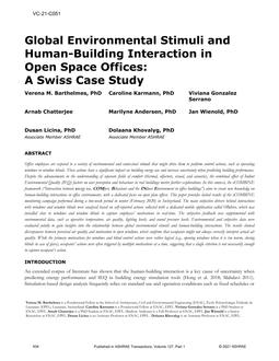 VC-21-C051 — Global Environmental Stimuli and Human-Building Interaction in Open Space Offices: A Swiss Case Study