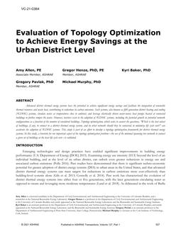 VC-21-C064 — Evaluation of Topology Optimization to Achieve Energy Savings at the Urban District Level