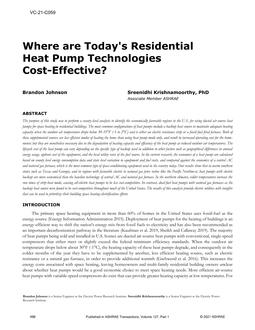 VC-21-C059 — Where are Today's Residential Heat Pump Technologies Cost-Effective?