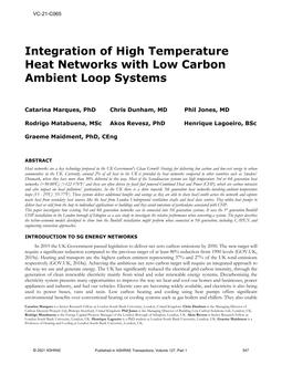 VC-21-C065 — Integration of High Temperature Heat Networks with Low Carbon Ambient Loop Systems