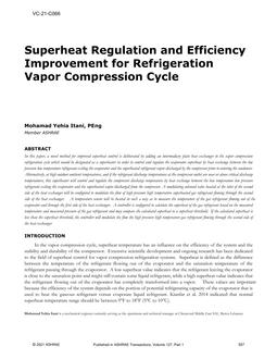 VC-21-C066 — Superheat Regulation and Efficiency Improvement for Refrigeration Vapor Compression Cycle