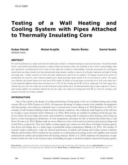 VC-21-C067 — Testing of a Wall Heating and Cooling System with Pipes Attached to Thermally Insulating Core