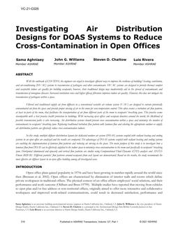 VC-21-C026 — Investigating Air Distribution Designs for DOAS Systems to Reduce Cross-Contamination in Open Offices