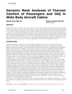 VC-21-C029 — Dynamic Mesh Analyses of Thermal Comfort of Passengers and IAQ in Wide Body Aircraft Cabins