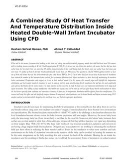 VC-21-C034 — A Combined Study Of Heat Transfer And Temperature Distribution Inside Heated Double-Wall Infant Incubator Using CFD