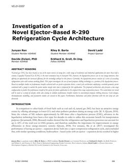 VC-21-C037 — Investigation of a Novel Ejector-Based R-290 Refrigeration Cycle Architecture