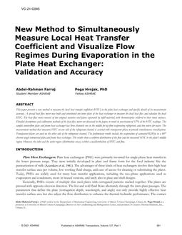 VC-21-C045 — New Method to Simultaneously Measure Local Heat Transfer Coefficient and Visualize Flow Regimes during Evaporation in the Plate Heat Exchanger—Validation and Accuracy