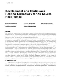 VC-21-C057 — Development of a Continuous Heating Technology for Air Source Heat Pumps