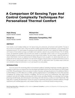 VC-21-C028 — A Comparison Of Sensing Type And Control Complexity Techniques For Personalized Thermal Comfort