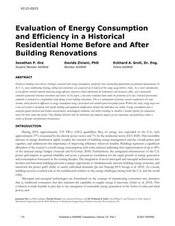 VC-21-C013 — Evaluation of Energy Consumption and Efficiency in a Historical Residential Home Before and After Building Renovations