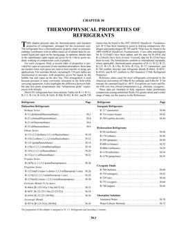 F30 — Thermophysical Properties of Refrigerants (I-P)