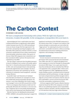 EngineerÂ¿s Notebook: The Carbon Context