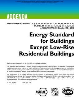 ASHRAE IC 90.1-2016 Addenda t, v, y, al, an, ao, at, and etc.