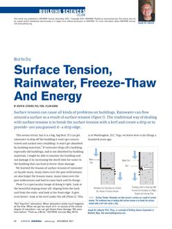 Building Sciences: Mind the Drip: Surface Tension, Rainwater, Freeze-Thaw and Energy