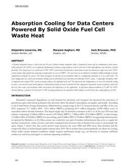 OR-20-C024 — Absorption Cooling for Data Centers Powered by Solid Oxide Fuel Cell Waste Heat