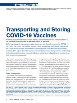 Transporting and Storing COVID-19 Vaccines