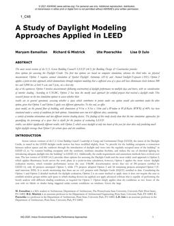 A Study of Daylight Modeling Approaches Applied in LEED