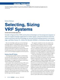 Solving Problems: Common ChallengesÂ¿Selecting, Sizing VRF Systems