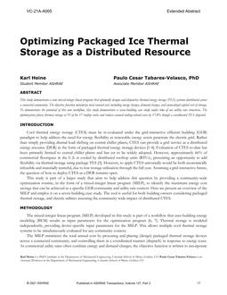 VC-21A-A005 — Optimizing Packaged Ice Thermal Storage as a Distributed Resource