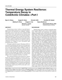 VC-21A-002 — Thermal Energy System Resilience: Temperature Decay in Cold/Arctic ClimatesÂ¿Part I