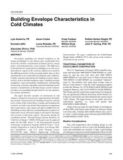 VC-21A-001 — Building Envelope Characteristics in Cold Climates