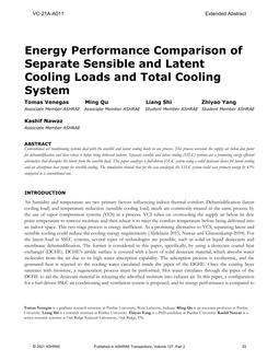 VC-21A-A011 — Energy Performance Comparison of Separate Sensible and Latent Cooling Loads and Total Cooling System