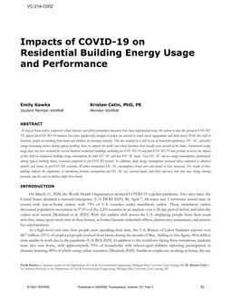 VC-21A-C002 — Impacts of COVID-19 on Residential Building Energy Usage and Performance