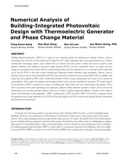 VC-21A-C010 — Numerical Analysis of Building-Integrated Photovoltaic Design with Thermoelectric Generator and Phase Change Material