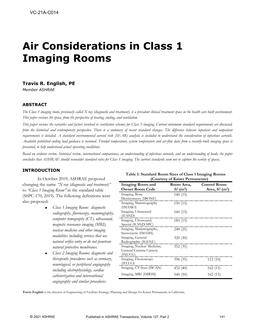 VC-21A-C014 — Air Considerations in Class 1 Imaging Rooms