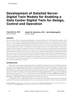 VC-21A-C015 — Development of Detailed Server Digital Twin Models for Enabling a Data Center Digital Twin for Design, Control and Operation