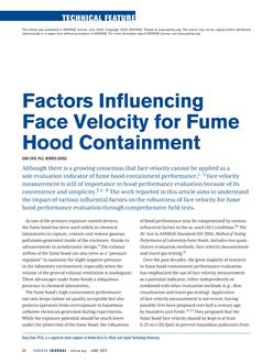 Factors Influencing Face Velocity for Fume Hood Containment