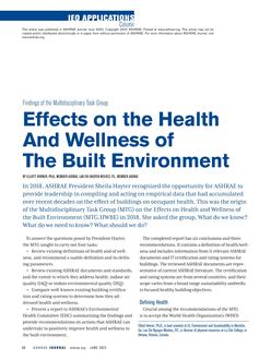 IEQ Applications: Findings of the Multidisciplinary Task Group—Effects on the Health and Wellness of the Built Environment