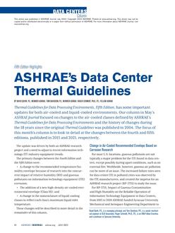 Data Centers: ASHRAE's Data Center Thermal Guidelines:  Fifth Edition Highlights