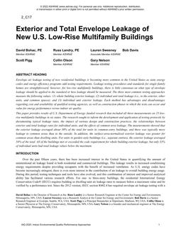 Exterior and Total Envelope Leakage of New U.S. Low-Rise Multifamily Buildings