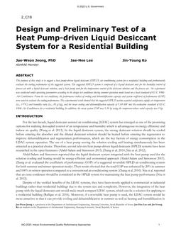 Design and Preliminary Test of a Heat Pump-driven Liquid Desiccant System for a Residential Building