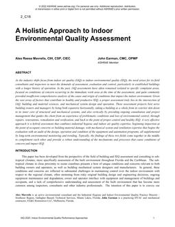 A Holistic Approach to Indoor Environmental Quality Assessment