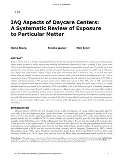 IAQ Aspects of Daycare Centers: A Systematic Review of Exposure to Particular Matter