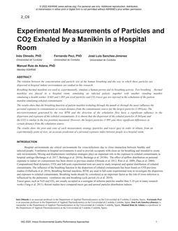 Experimental Measurements of Particles and CO2 Exhaled by a Manikin in a Hospital Room