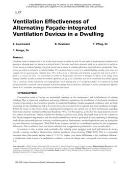 Ventilation Effectiveness of Alternating Façade-integrated Ventilation Devices in a Dwelling