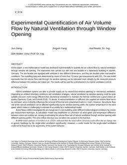 Experimental Quantification of Air Volume Flow by Natural Ventilation through Window Opening