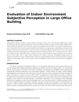 Evaluation of Indoor Environment Subjective Perception in Large Office Building