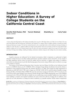 LV-22-C004 — Indoor Conditions in Higher Education: A Survey of College Students on the California Central Coast