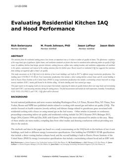 LV-22-C056 – Evaluating Residential Kitchen IAQ and Hood Performance