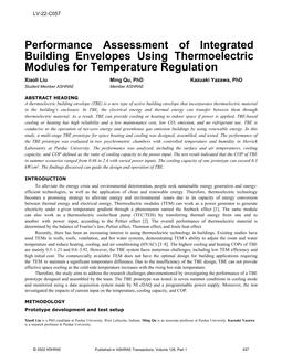 LV-22-C057 – Performance Assessment of Integrated Building Envelopes Using Thermoelectric Modules for Temperature Regulation