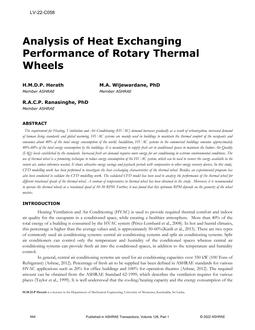 LV-22-C058 – Analysis of Heat Exchanging Performance of Rotary Thermal Wheels